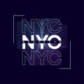 NYC, New York city t-shirt design with abstract colored print. Brooklyn typography graphics for tee shirt. Vector Royalty Free Stock Photo